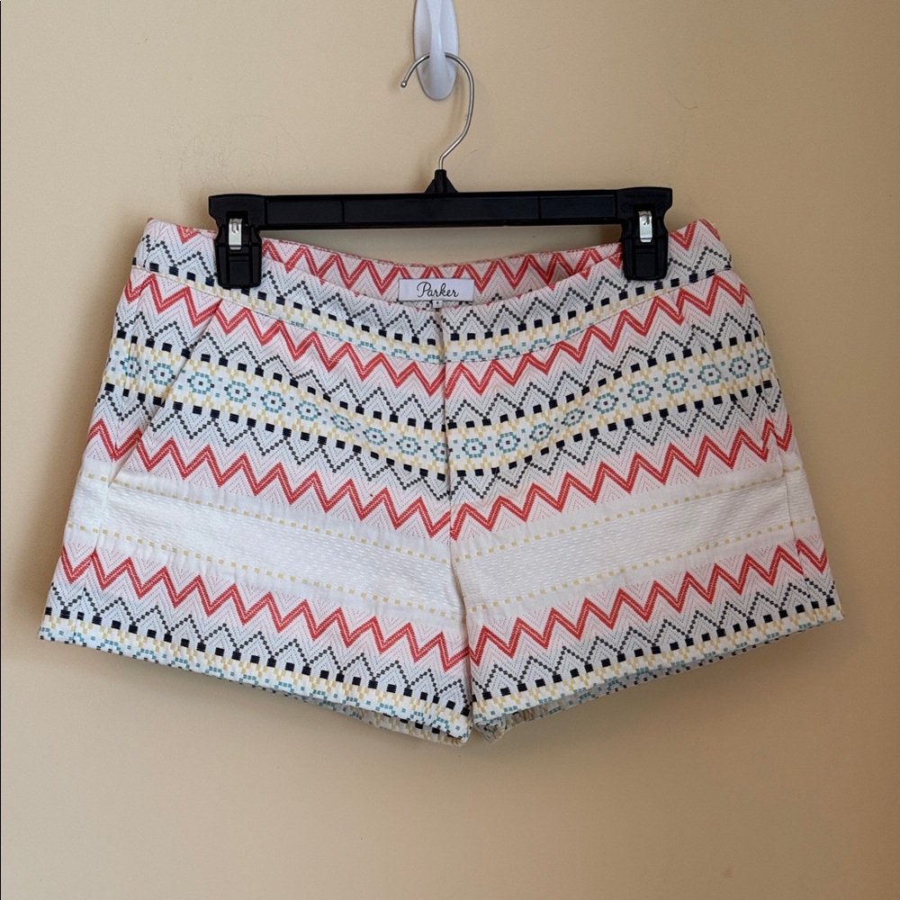 NWOT - Parker Women's Zigzag Patterned Shorts - Red, Yellow, Black, White